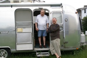 In Drummondville, Ghis checking out his Dad's Airstream. Ghis will be crashing in it while Morgane and I are away in Vancouver.