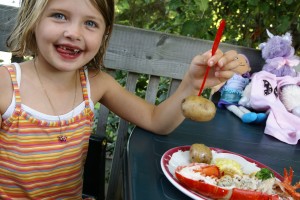 Morgane treats her lobster as more of a science experiment than something to eat.