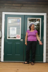 Me and the spiffy newly-painted front doors.