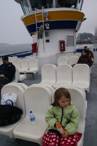 Morgane on the ferry from Dartmouth to Halifax.