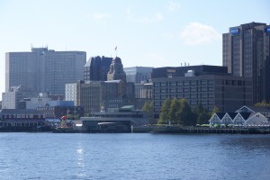 A sunny day view of Halifax from the ferry.