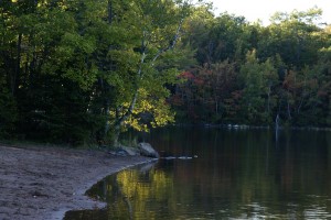 At the end of the day, I walked Carmanah down to the lake beside our campsite.
