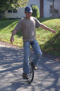 Ian impresses us with his unicycle talents.