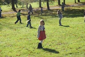Morgane hunting for gourds.