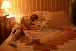 Morgane in her very own pink room.
