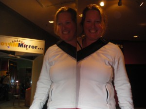 Two-headed Mom at the science centre.