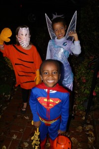 Trick-or-treating trio.