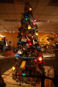 Another reminder of the upcoming holiday season. A Christmas tree made of... junk.
