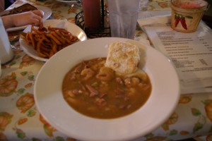 Shrimp, gravy and grits.