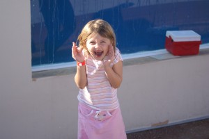 Morgane getting wet.