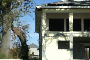 Ruins alongside the coastal road in Mississippi.